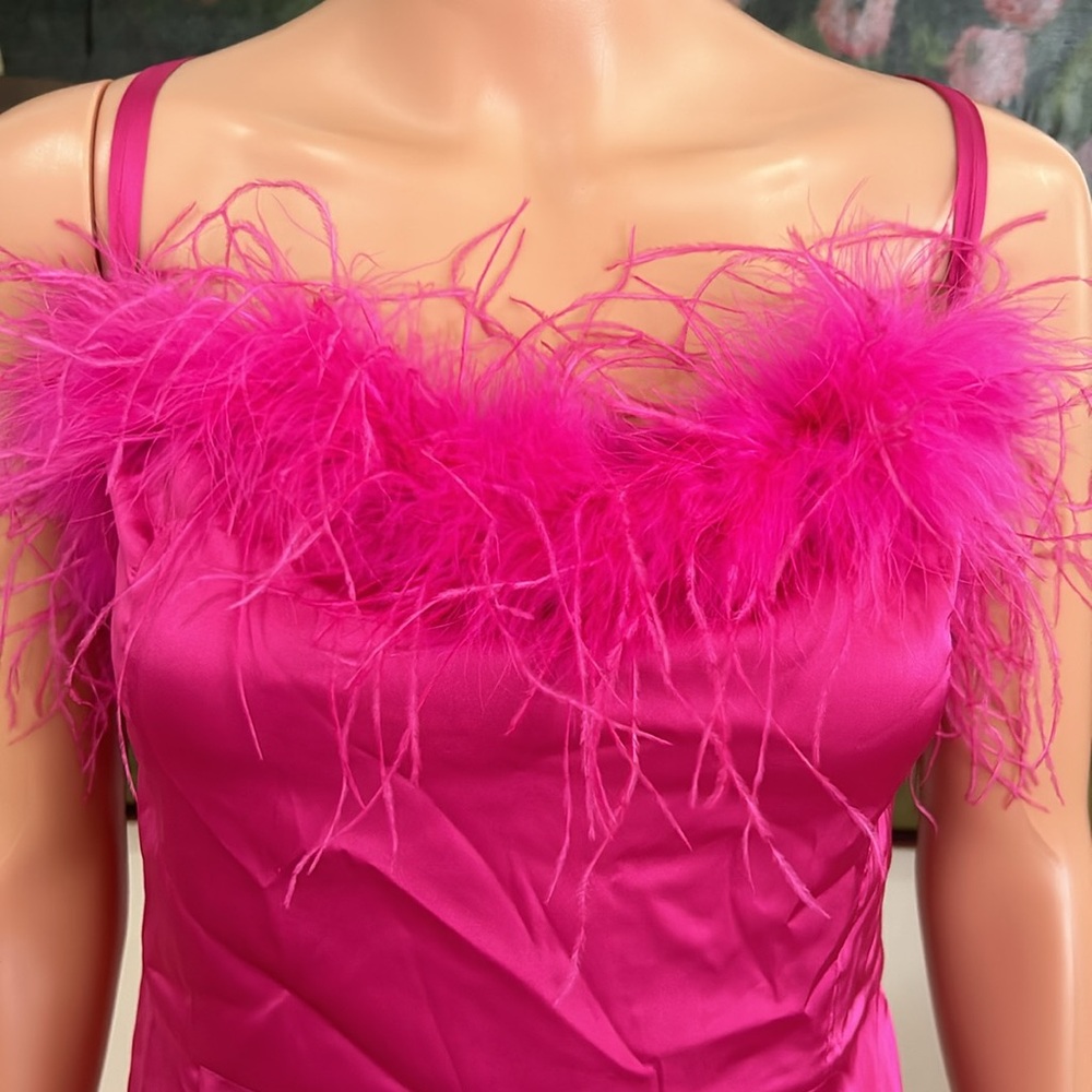 NEW White Fox Boutique pink dress with feather trim - Picture 5 of 11